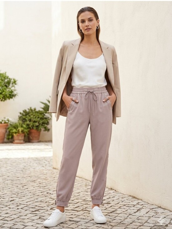Dynamite Pants - Dynamite Soft Mauve Utility Jogger Pants Silver Hardware XS